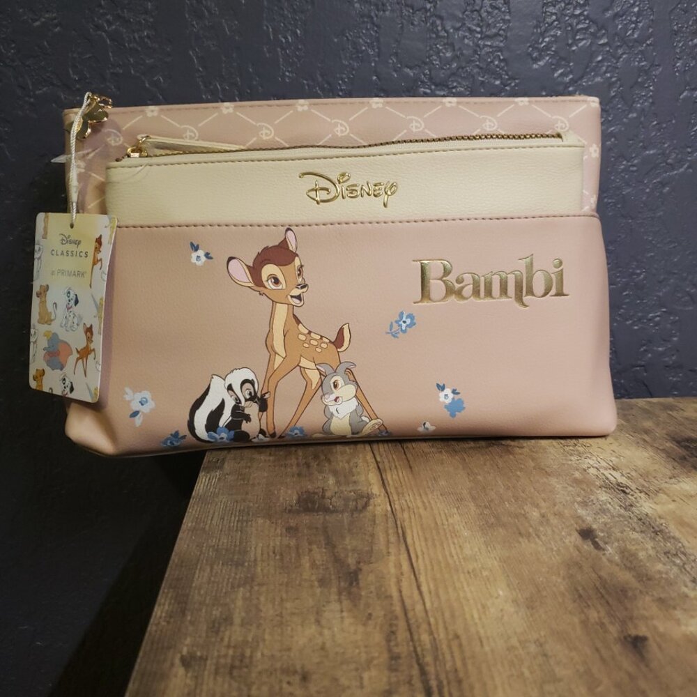 Bambi Cosmetic Bag with Removable Pouch Disney Travel Case Makeup Primark NWT